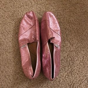 TOMS Pink Sparkle Shoes Size 10